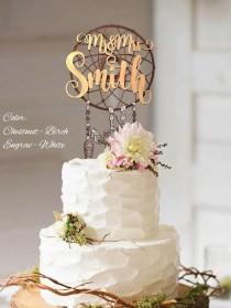 wedding photo - Boho Cake Topper. Boho wedding cake topper. Mr and Mrs Custom Surname Cake Topper. Personalized Surname Boho Cake Topper. 3D Boho Topper.