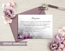 wedding photo -  DIY Wedding RSVP Template Editable Word File Instant Download Rsvp Template Printable RSVP Cards Eggplant Rsvp Card Flower Rsvp Template