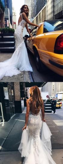 wedding photo - Luxurious Mermaid Long V-neck Wedding Dress With Open Back From Modsele