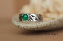 wedding photo - Rose-Cut Green Onyx Bezel-Set Solitaire with Wide Celtic Band, Sterling Silver Celtic Twist Promise Ring, Choice of Stone