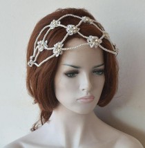 wedding photo -  Bridal Pearl Headband, Wedding Headpiece, Pearl Wedding, Headband, Hair Piece, Bridal Hair Jewelry