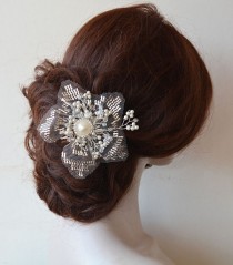 wedding photo - Bridal Hair Comb, Wedding Pearl Comb, Vintage style headpiece, Hair Comb, Hand embroidery, Bridal Hair Accessories