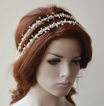 wedding photo -  Bridal Headpiece, Pearl Double Headband, Pearl Headpiece, Wedding Headband, Bridal Hair Accessories, Hair Accessories for Wedding