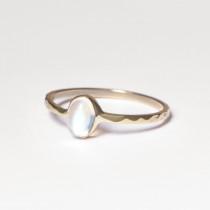 wedding photo - Moonstone Engagement Ring, 14k Gold Ring, Promise Ring, Rainbow Moonstone Ring, Delicate Ring, Hammered Ring, Gemstone Ring, Wedding Ring