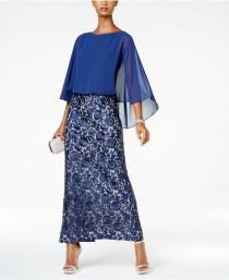 wedding photo - Alex Evenings Embroidered-Skirt Cape Gown
