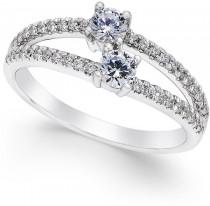 wedding photo - Two Souls, One Love® Diamond Anniversary Ring (1/2 ct. t.w.) in 14k White Gold