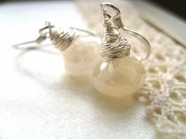 wedding photo - Bridal earrings White gemstone earrings pearl white chalcedony earrings Sterling Silver Wedding jewelry by Vitrine