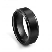 wedding photo - Free custom Engraving,Black Tungsten Ring High Polish Matte Finish Men's Tungsten Ring Wedding Band, 8MM/6MM