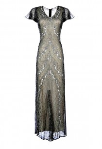 wedding photo - Leona Ivory Beaded Flapper Dress, 1920s Great Gatsby Dress, Sequin Maxi Dress, Prom Dress, Evening Formal Dress, Bridesmaid Dress, S-XXL