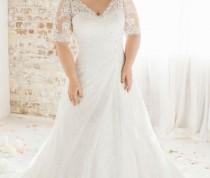 wedding photo - Plus Size Vintage Beaded Lace Wedding Dress- Plus Size Up To 28W