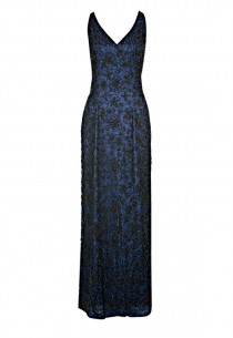 wedding photo - Amy 1920s Great Gatsby Style Dress, Art Deco Navy Blue Dress, Long Backless Dress, Beaded Evening Gown, Special Occasion, Wedding Dress, S-M