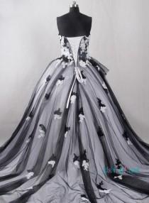 wedding photo - Vintage inspired black and white ball gown wedding dress