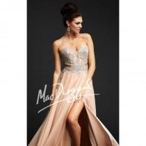 wedding photo - Nude/Silver Beaded Slit Gown by Royalty by Mac Duggal - Color Your Classy Wardrobe