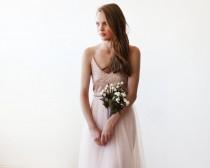 wedding photo - Strappy Pink Sequin and Tulle Maxi Gown 1120