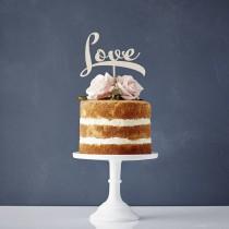 wedding photo - Calligraphy 'Love' Wooden Cake Topper