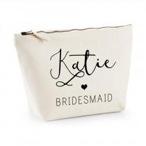 wedding photo - Personalised Stylish Handwritten Bridesmaid Makeup Bag - Wedding cosmetic bag - Gifts for the Bride - Accessory Bag