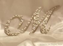 wedding photo - Crystal and Pearl Cake Topper - Wedding Cake Topper - Monogram Letter Cake Topper - Original Crystal and Pearl Cake Topper - Vintage Wedding