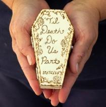 wedding photo - Personalized Mini Coffin Wedding Ring Holder
