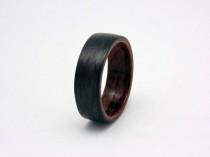 wedding photo - Carbon Fiber and wood ring with bentwood Waterfall Bubinga