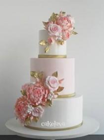 wedding photo - White & Pink Cake
