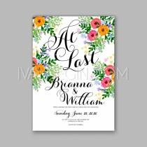 wedding photo - Wedding invitation printable template with floral wreath or bouquet of rose flower and daisy Bridal - Unique vector illustrations, christmas cards, wedding invitations, images and photos by Ivan Negin