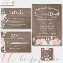 wedding photo - Wood Wedding suit, Wedding invitation. Wedding RSVP card, Wedding Rustic. Weeding DIY, rustic,floral. Wood Printable wedding invitation.