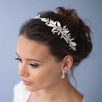 wedding photo - Floral Rhinestone Headband, Bridal Hair Accessory, Floral Bridal Headband, Floral Wedding Headband, Bride Headband,Bridal Headpiece ~TI-3282