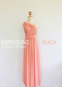 wedding photo - Maxi Peach Bridesmaid Dress Infinity Dress Bridesmaid Dress Prom Dress Convertible Dress Wrap Dress