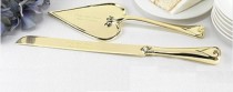 wedding photo - Gold Plated Engraved Wedding Cake Knife Set Wedding Accessories Personalized