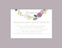 wedding photo - DIY Wedding RSVP Template Editable Word File Instant Download Rsvp Template Printable RSVP Cards Floral Purple Rsvp Card Elegant Rsvp Card - $6.90 USD