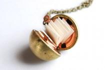 wedding photo - Vintage Brass Ball Locket With Paper For Personalized Messages. Various Chain Lengths