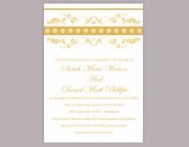 wedding photo -  Wedding Invitation Template Download Printable Wedding Invitation Editable Floral Wedding Invitation Elegant Gold Wedding Invitation DIY - $6.90 USD