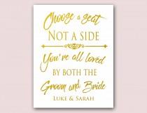 wedding photo - Choose a seat, not a side sign, Gold Wedding Sign,Wedding Print, gold wedding decor, wedding decorations