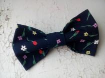 wedding photo - Navy floral bowtie Gift for groom from bride Will you be my groomsmen gifts From wife for husband gift In memory of sympathy gift 1Acess48.2 - $10.88 USD
