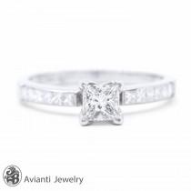 wedding photo - Princess Cut Diamond Engagement Ring, Princess Cut engagement Ring,Invisible set Engagement ring, Diamond Ring, Wedding Ring 