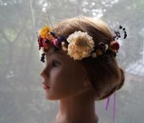 wedding photo - Lavender Flower Crown, Dried Floral crown, wedding wreath, Bridal Crown, Rustic crown, Floral Head Wreath, Hair Accessories, dried flower