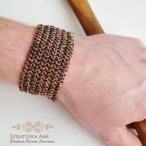 wedding photo - Mens Copper Bracelet Copper Chainmail Bracelet medieval jewelry Chainmaille Jewelry Wide Heavy For him cuff mens bangle copper men antiqued