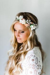 wedding photo - Lamb's Ear + Neutral Blooms Flower Crown