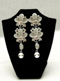 wedding photo - FREE SHIPPING Bridal Earrings Wedding Earrings Pearl Earring Chandelier earrings Dangle Crystal Earrings, Prom Silver Earrings, Prom Jewelry - $38.50 USD