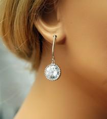 wedding photo - Bridesmaid Earrings, Silver Bridal Earrings, Bridal Party Gift, Wedding Jewelry, Prom Swarivski Crystal Dangle Earrings, Formal Jewelry - $22.00 USD