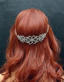 wedding photo - Bridal Headband, Crystal Wedding Headband, Bridal Headpiece, Boho Hair Chain, Wedding Hair Piece, Hair Jewelry, Silver Prom Accessories - $35.00 USD
