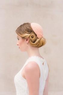 wedding photo - Pillbox bow sequin embroidery crochet bridal fascinator 