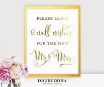 wedding photo - WELL WISHES SIGN Gold Foil Wedding Sign Well Wishes for the New Mr & Mrs Gold Foil Wedding Signs Wedding Decorations Wishes for Couple D46