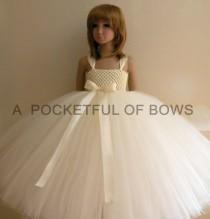 wedding photo - Flower Girl Dress Ivory, Girls Formal Dress, Girls Ivory Ball Gown, Flower Girl Dress Tulle