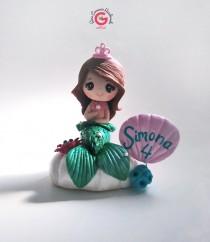 wedding photo - Mermaid cake topper, girl's cake topper, mermaid birthday decor, under the sea birthday, mermaid centerpiece, mermaid doll, mermaid tail