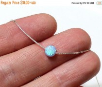 wedding photo - Spring Sale SALE Opal Coin Necklace, Disc necklace, Sterling Silver, Opal Blue Coin Necklace, Tiny Opal Necklace, Ball Necklace, Delicate Op