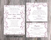 wedding photo -  Wedding Invitation Template Download Printable Wedding Invitation Editable Lavender Invitation Elegant Invites Purple Wedding Invitation DIY - $15.90 USD