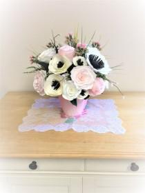 wedding photo -  Floral centerpiece filled with handcrafted paper peonies, roses and anemones - $89.99 USD