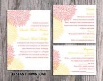 wedding photo -  Wedding Invitation Template Download Printable Wedding Invitation Editable Invitation Pink Invitations Colorful Invite Yellow Invitation DIY - $15.90 USD