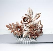 wedding photo -  Rose Gold Flower Hair Comb, Bridal Hair Comb, Silver Wedding Comb, Crystal Floral Headpiece, Gold Hair Comb, Hair Accessories - $29.00 USD
